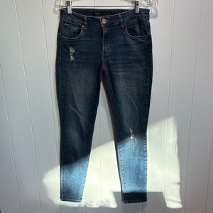 Seethrusoul denim mid rise ankle skinny intentional distressing 27